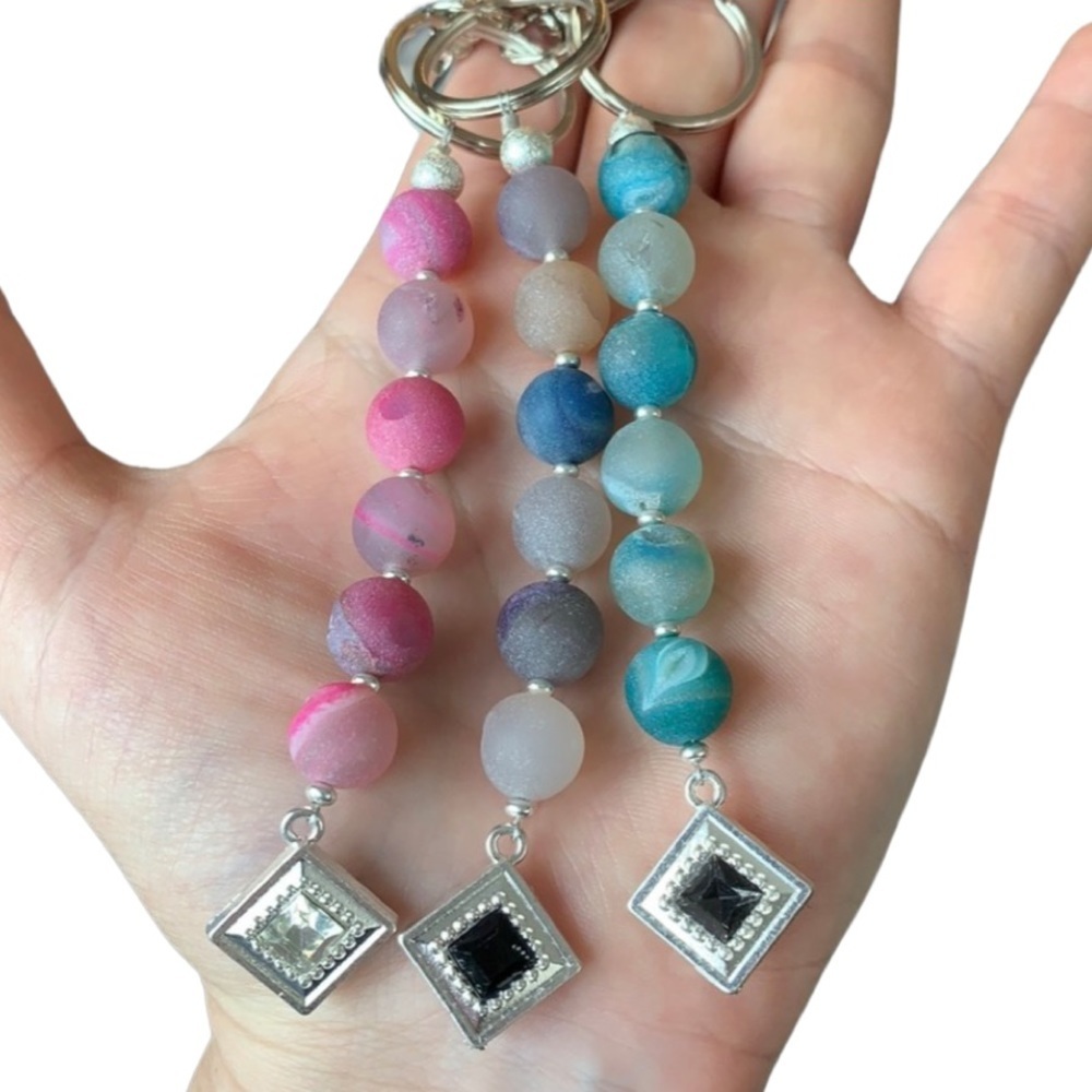 Druzy beaded handmade keychain